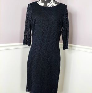 Banana Republic long sleeve black lace dress